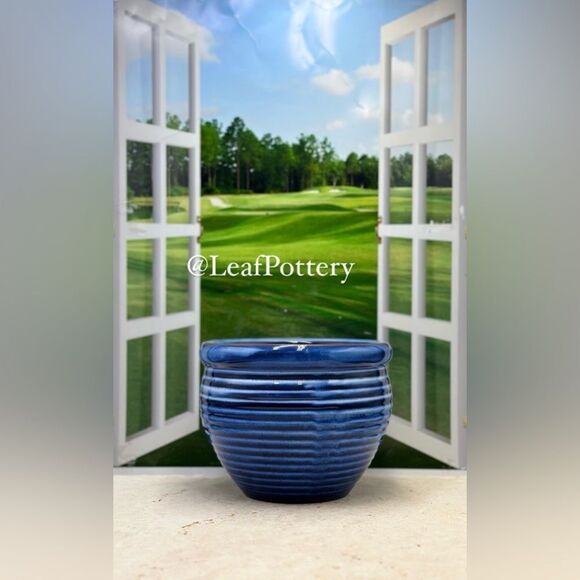 Blue Tones Ceramic  Planter Pot with drainage hole - Picture 1 of 9